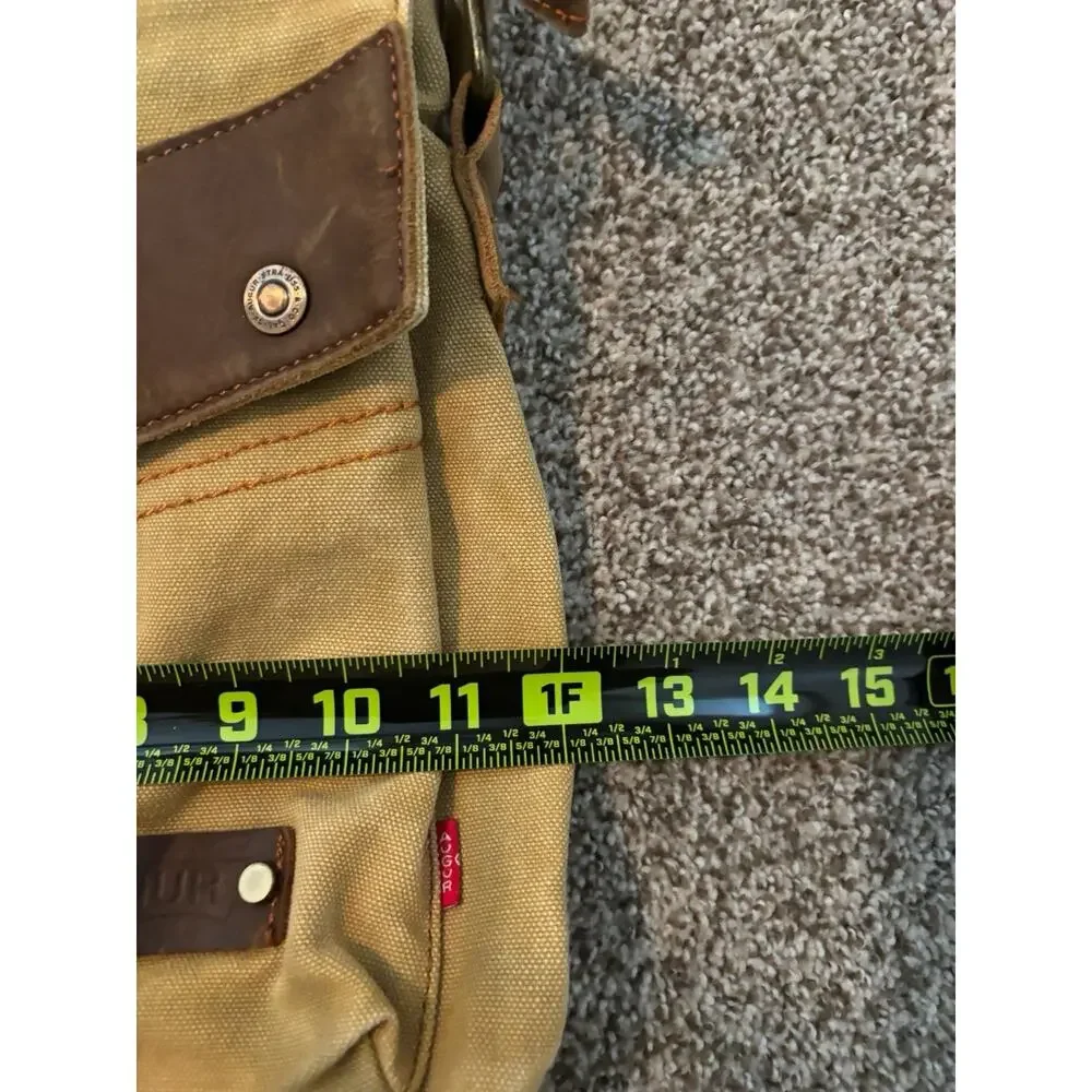 Augur Boho Canvas & Leather Cross Body Bag Purse Utility Messenger Military Tote - Picture 4 of 6